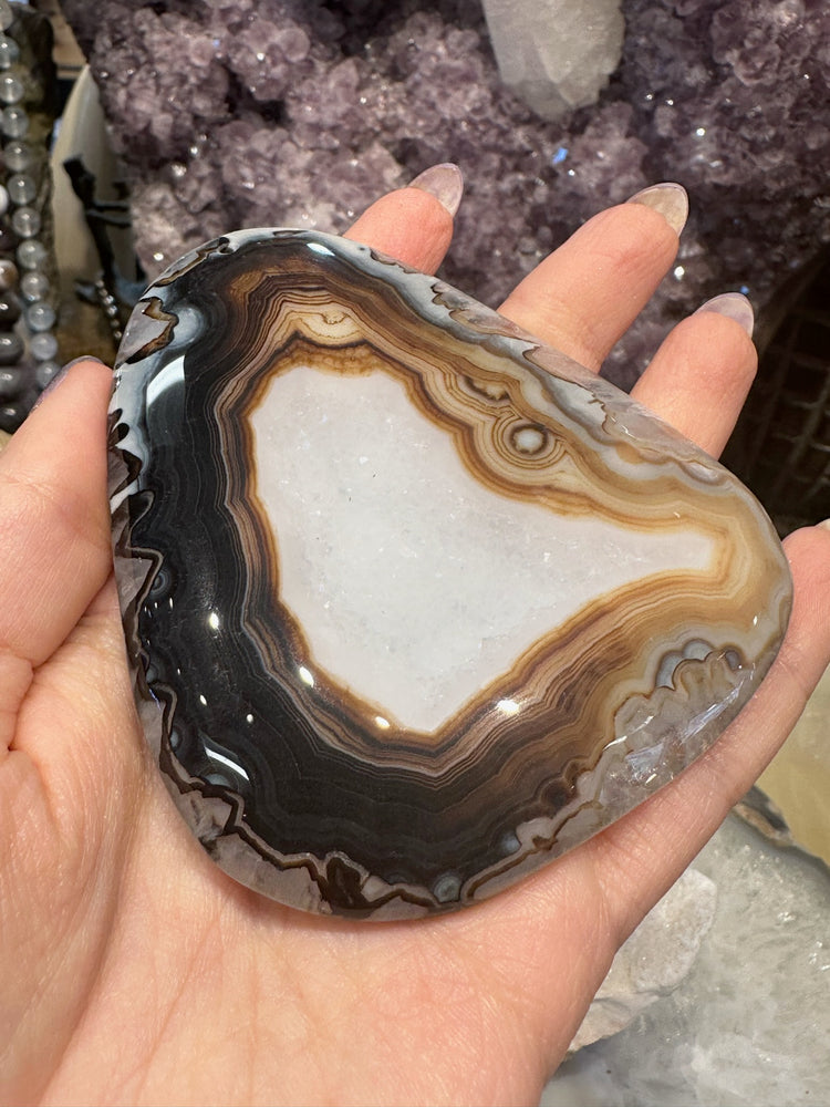 Large Incredible Natural Black Brown White  Druzy Gemstone Pendant