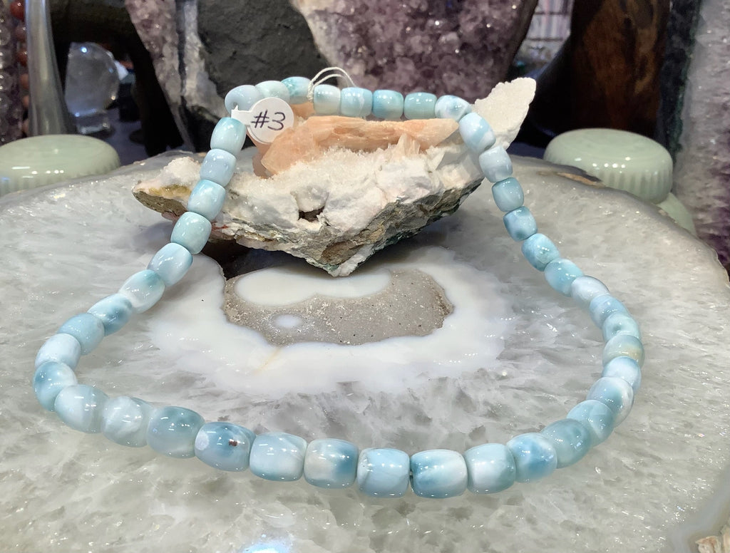 Stunning Natural Blue Larimar Barrel  Gemstone Beads #3