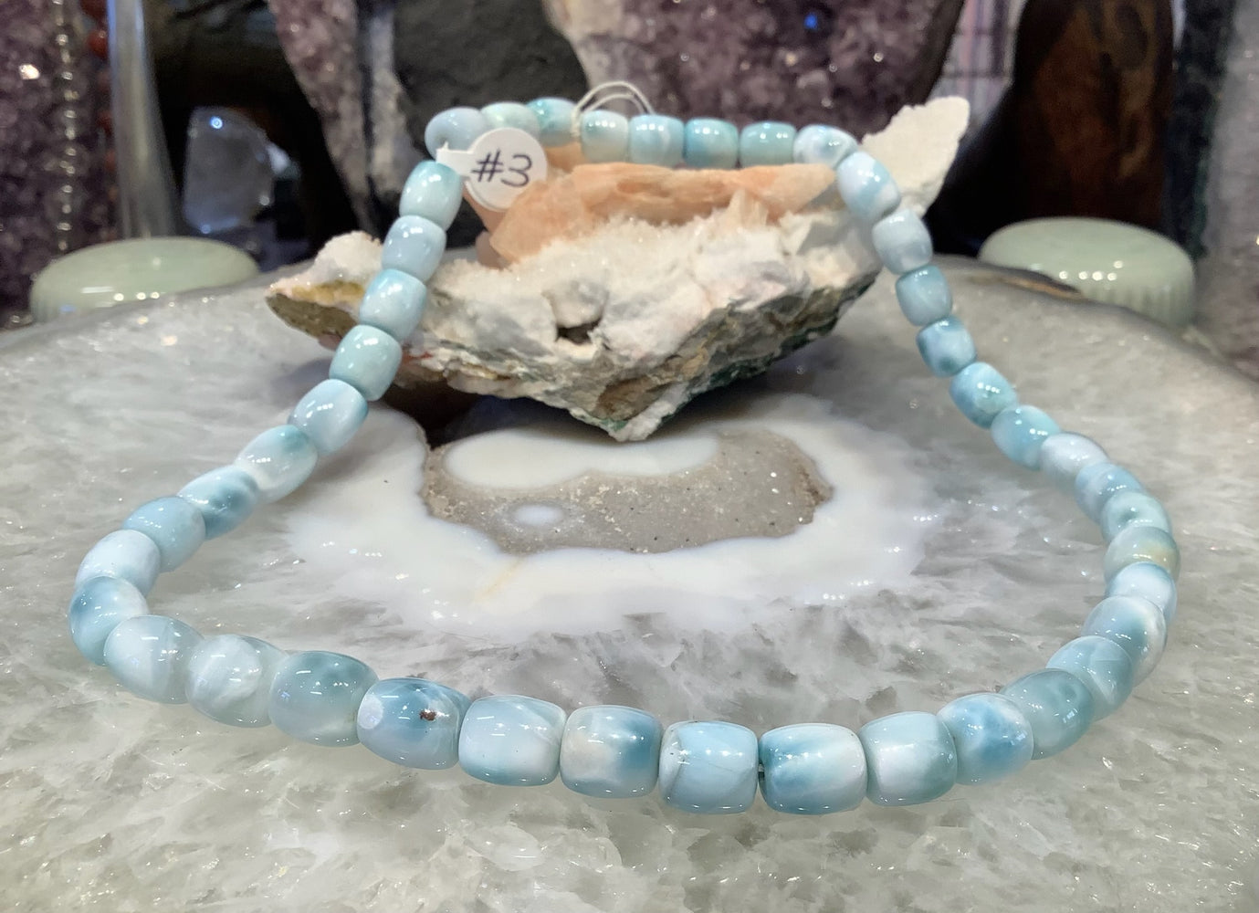 Stunning Natural Blue Larimar Barrel  Gemstone Beads #3