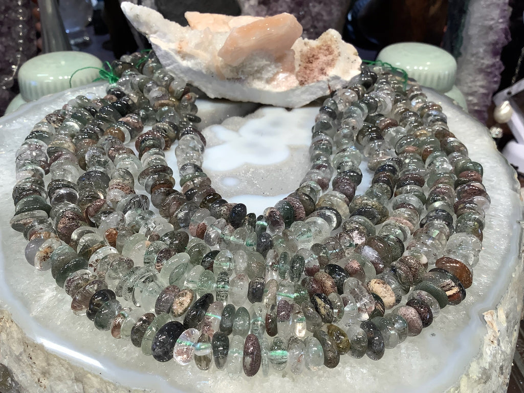 Lodalite Phantom Quartz Tumbled Nugget Gemstone Beads