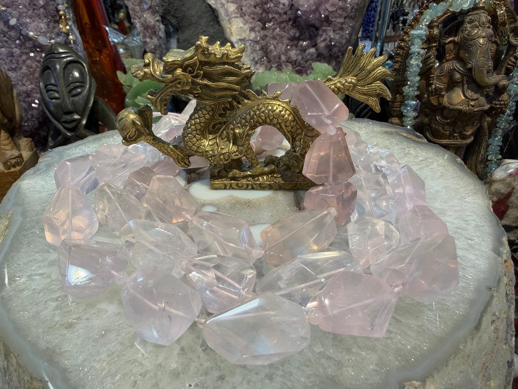 Large Madagascar Rose Quartz Faceted Gemstone Beads