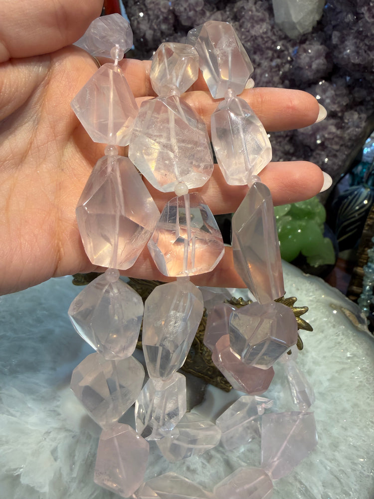 Large Madagascar Rose Quartz Faceted Gemstone Beads