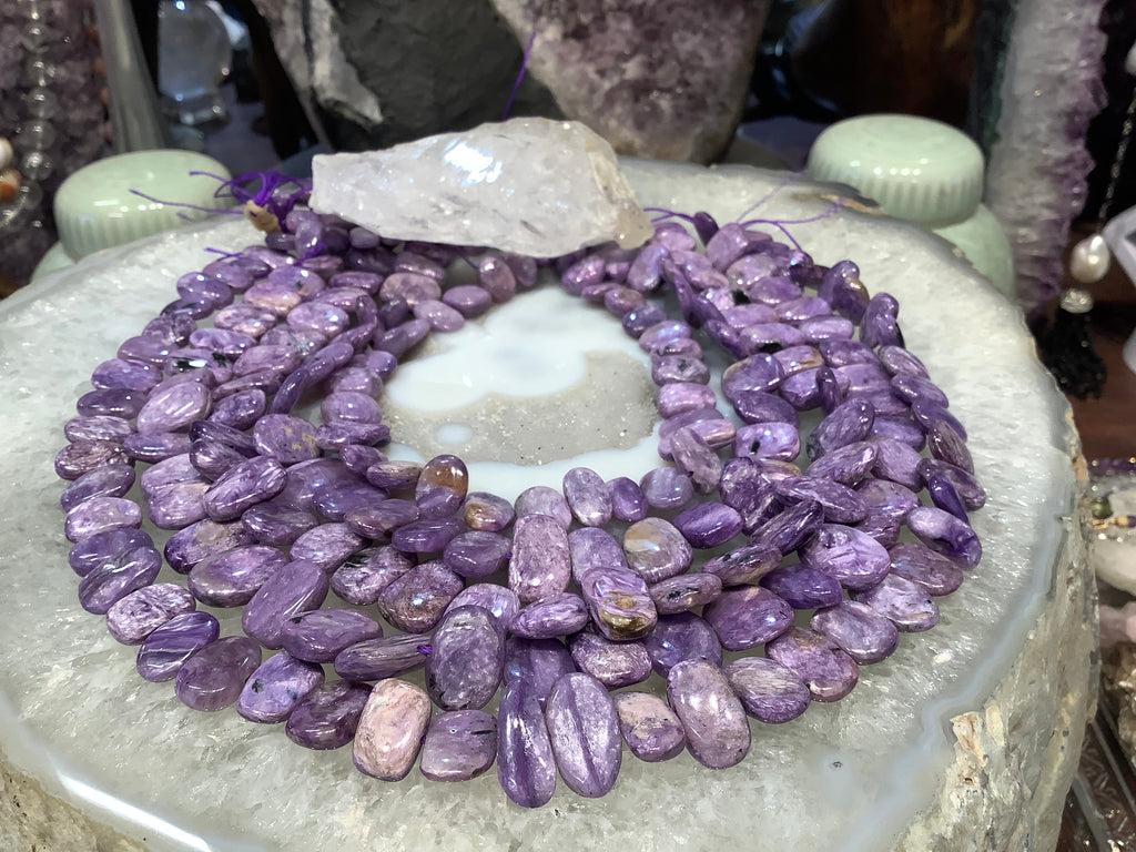 Natural Purple Charoite Flat Nuggets Gemstone Beads