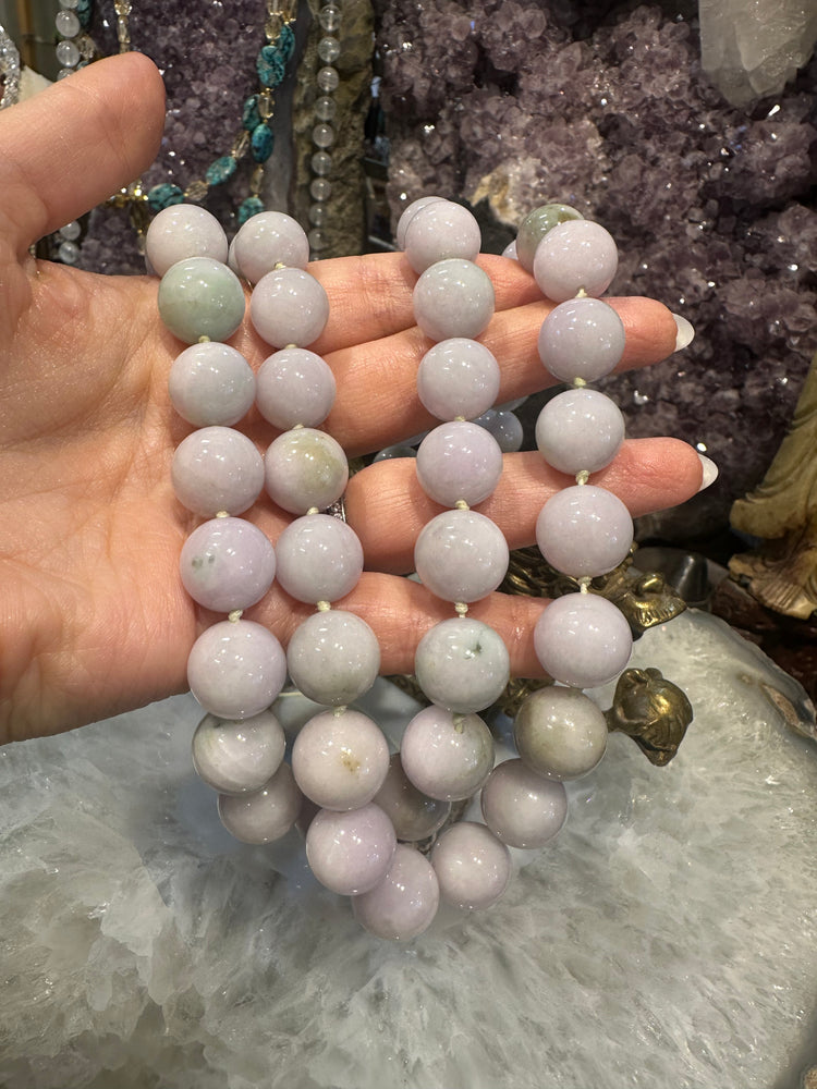 Old Stock Exquisite 13mm Round Lavender Jadeite Jade Beads