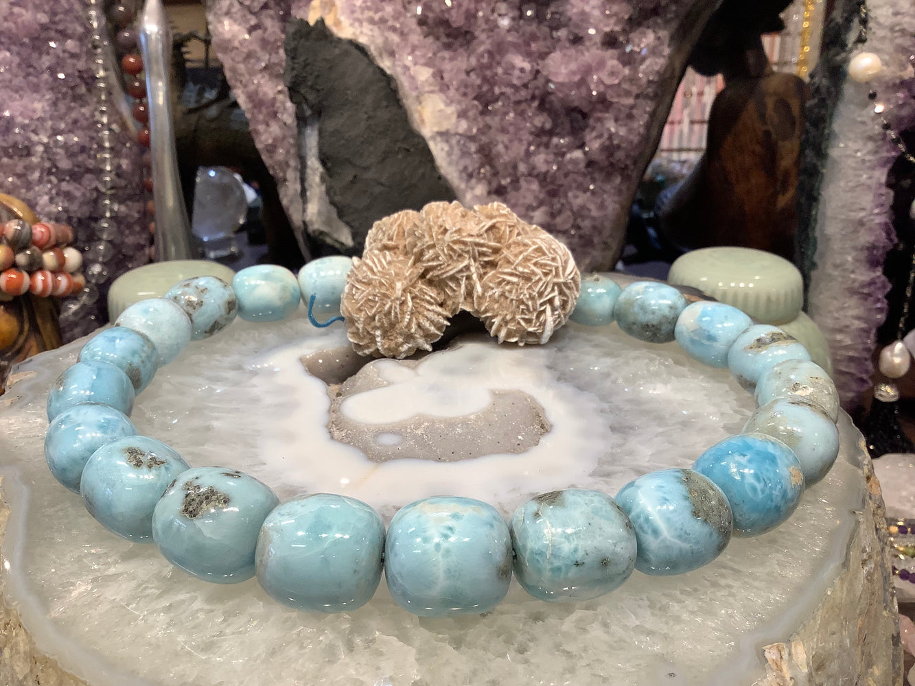 Gorgeous Larimar huge barrel  21-22mm gemstones beads
