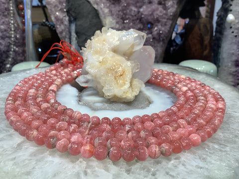 Beautiful Natural Pink rhodochrosite 7mm gemstone beads