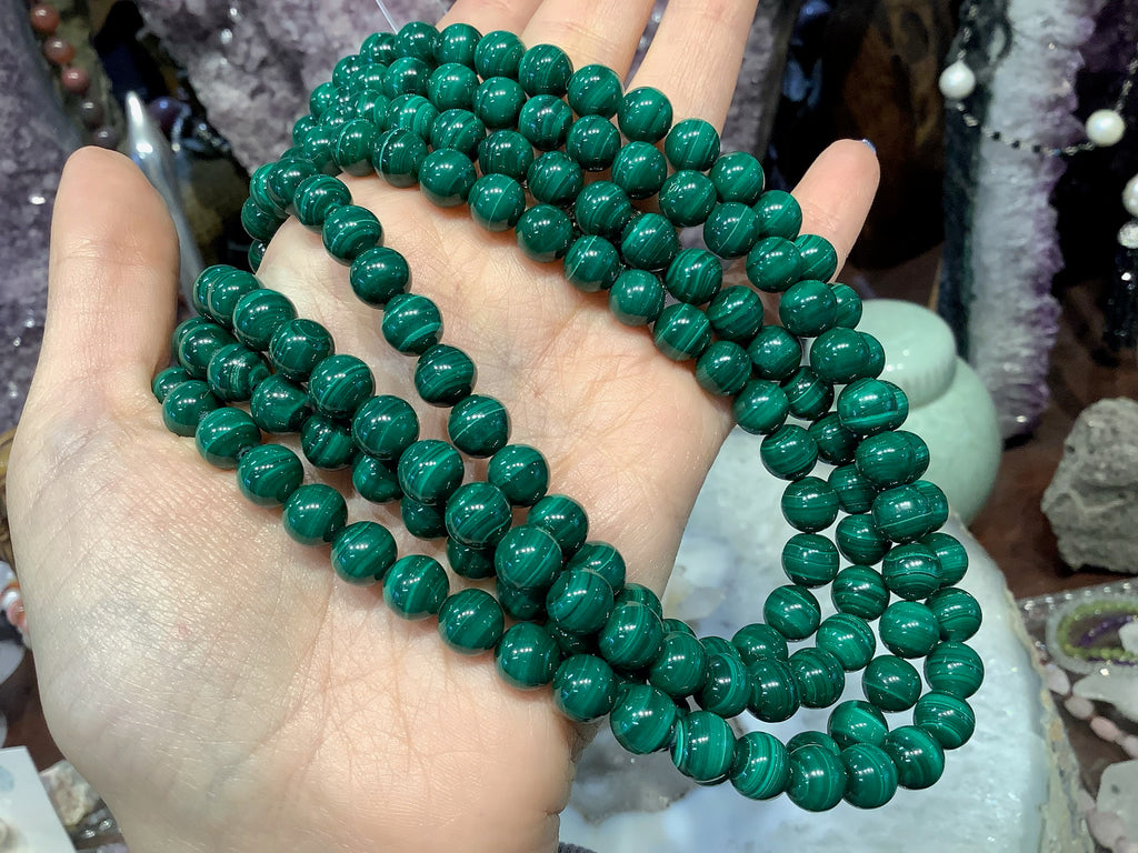 8mm Green Malachite Gemstone Round Beads