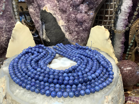 6mm Stunning Blue Dumortierite blue round gemstone beads