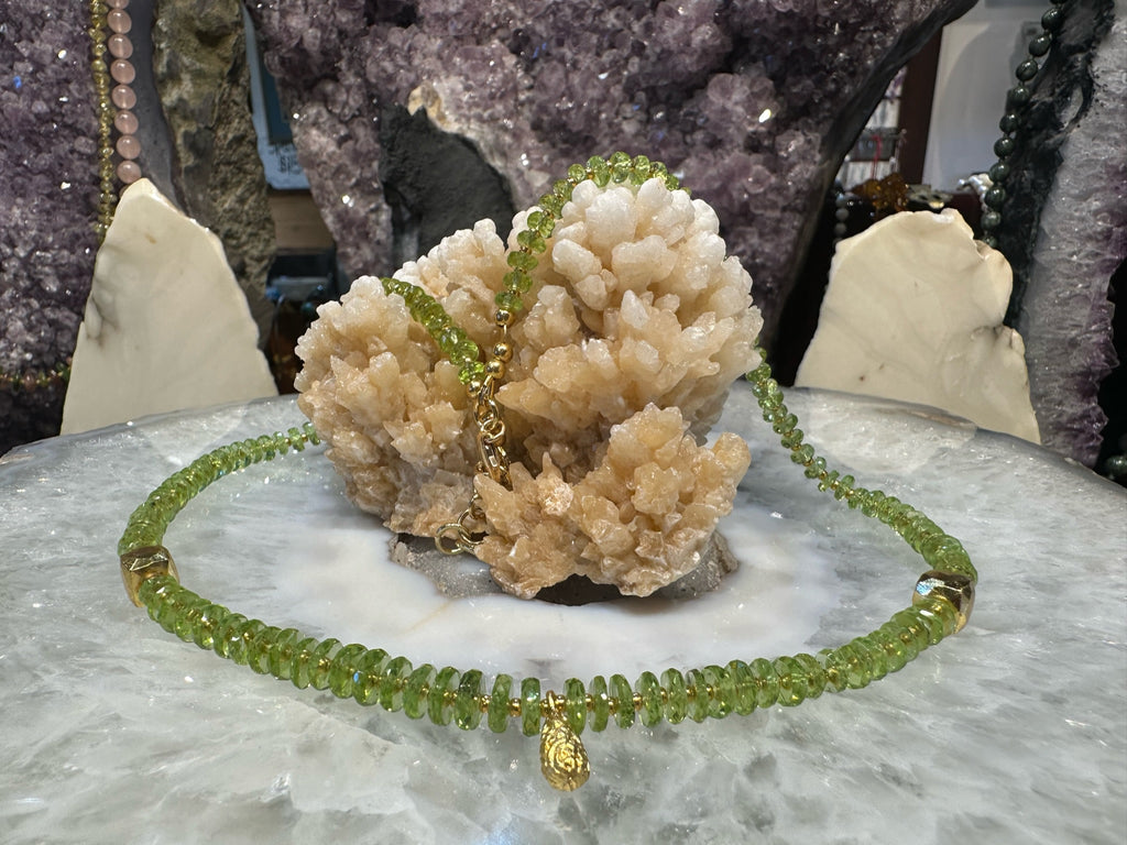 Gorgeous Gem peridot faceted Heishi Cut gemstone necklace
