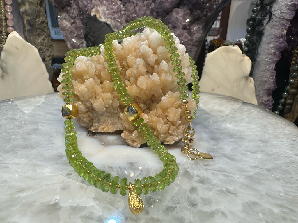 Gorgeous Gem peridot faceted Heishi Cut gemstone necklace