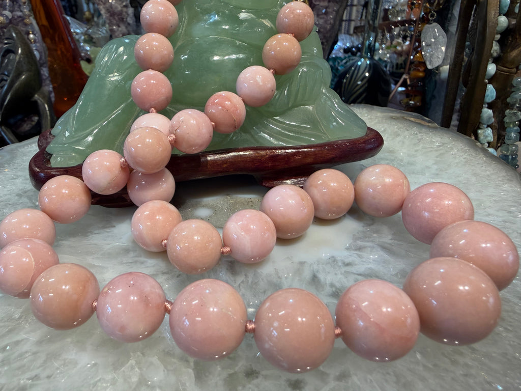 Large Graduated Peruvian pink opal gemstone beads Necklace