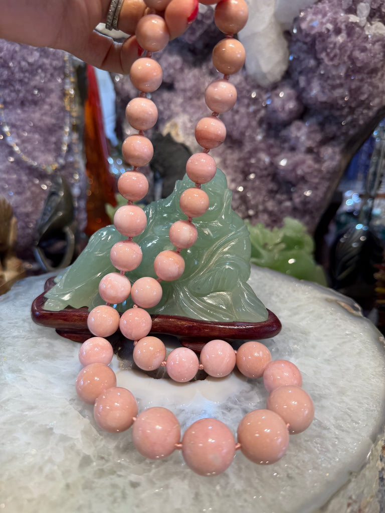 Large Graduated Peruvian pink opal gemstone beads Necklace