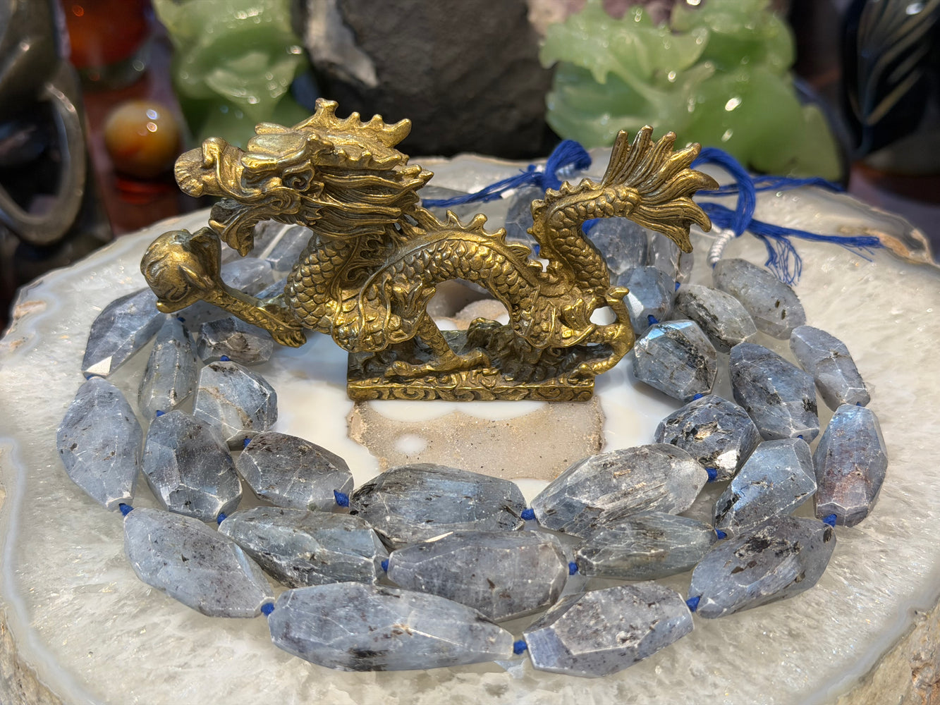 Kyanite shimmer faceted cut 25-32mm gemstone