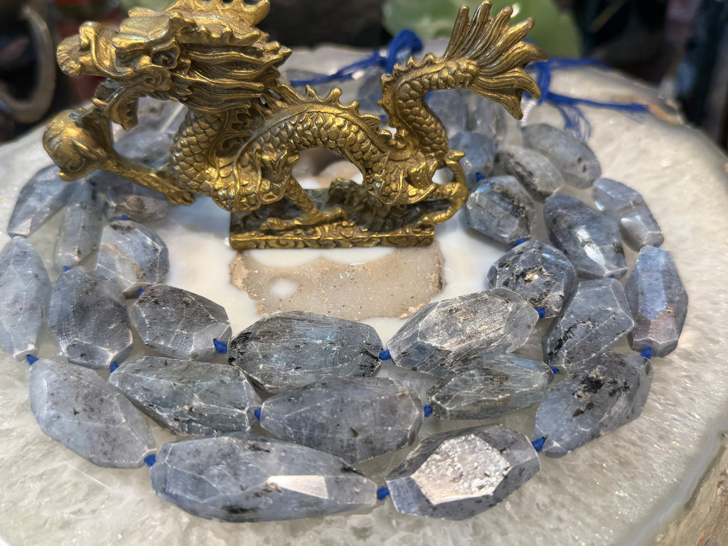 Kyanite shimmer faceted cut 25-32mm gemstone