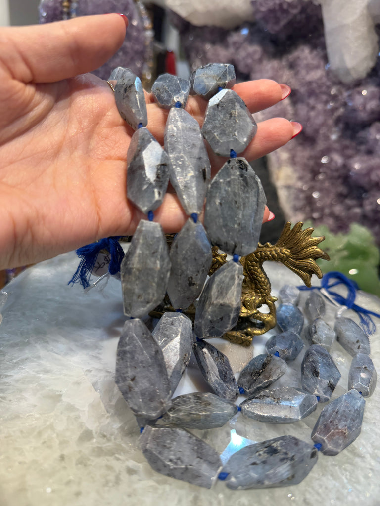 Kyanite shimmer faceted cut 25-32mm gemstone