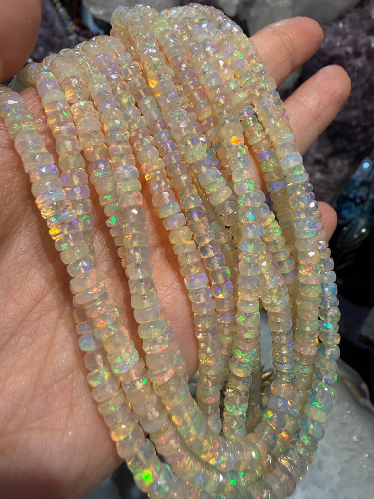 Beautiful Golden fire Ethiopian opal faceted 5-6mm rondelle