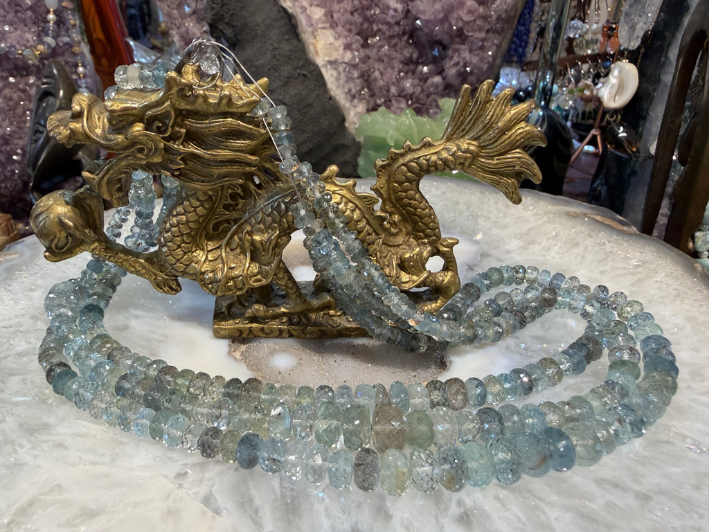 Stunning Moss aquamarine faceted 5-9mm rondelle