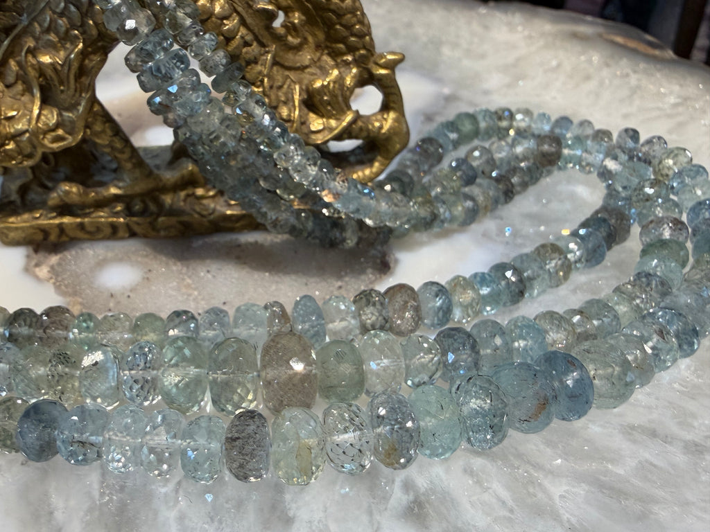 Stunning Moss aquamarine faceted 5-9mm rondelle