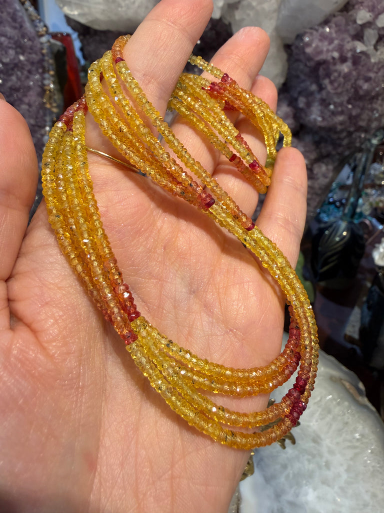 Stunning sapphire Golden & orange 3mm gem faceted rondelle