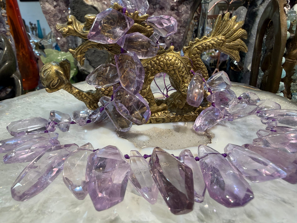 Superb Amethyst gem faceted cut top drilled gemstone