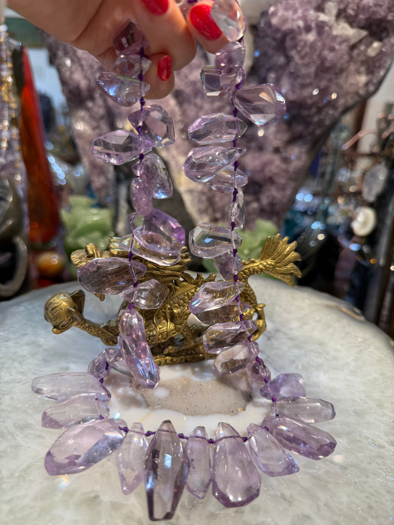 Superb Amethyst gem faceted cut top drilled gemstone