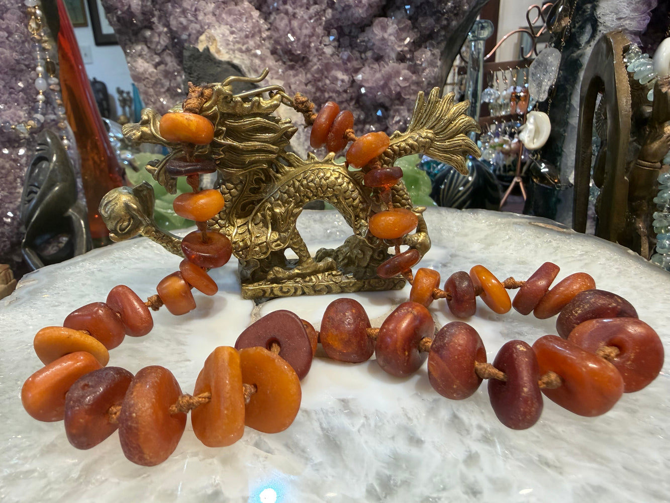 Rare antique Tibetan natural amber beads