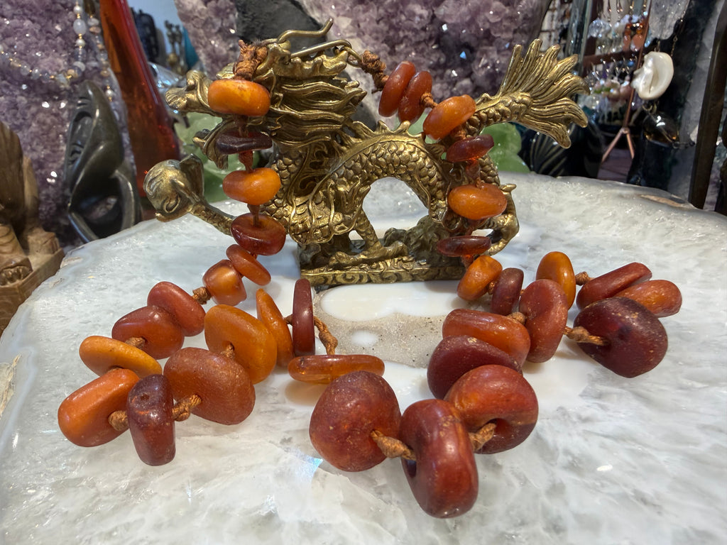 Rare antique Tibetan natural amber beads