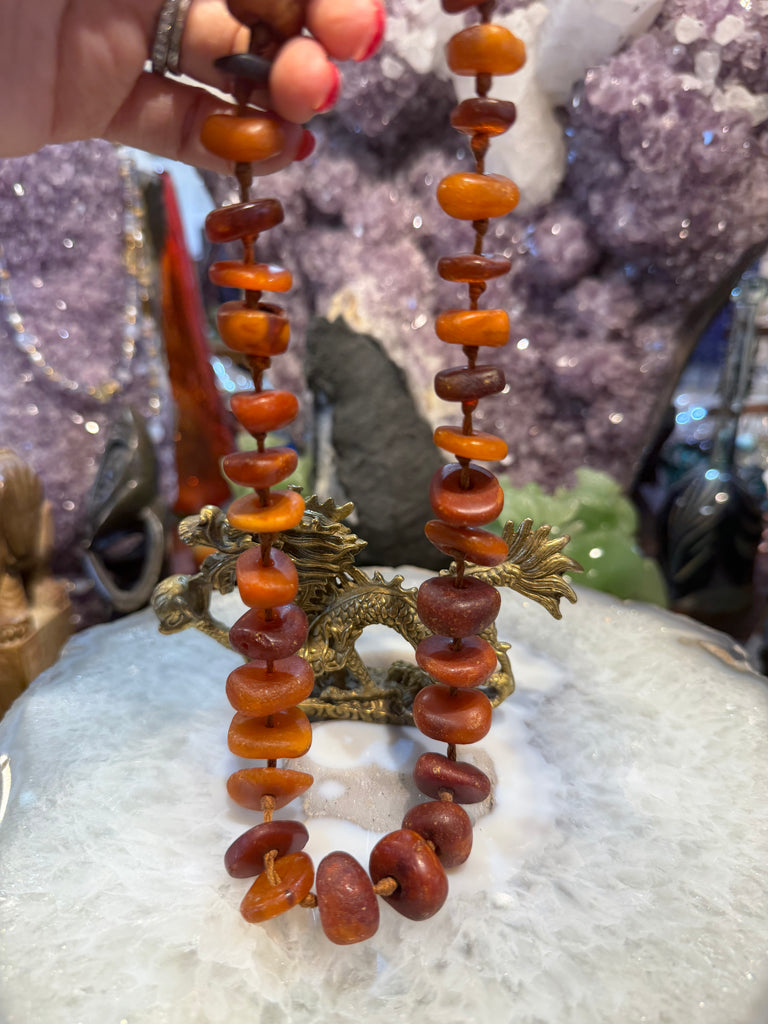 Rare antique Tibetan natural amber beads