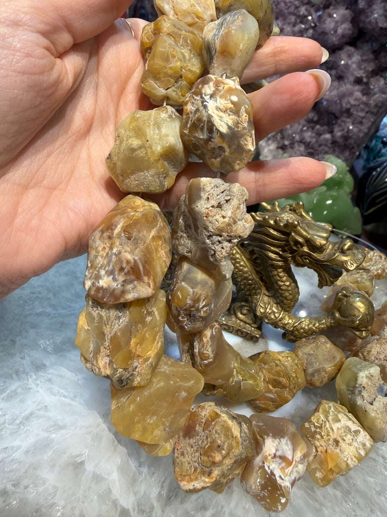 Large rough yellow opal 22-25mm gemstones beads