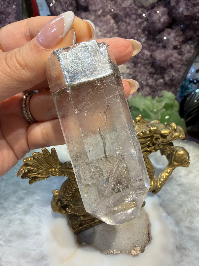 Huge Brazil quartz crystal point pendant
