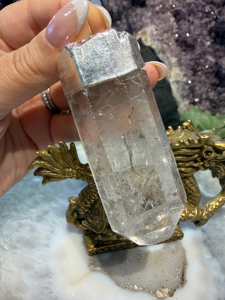 Huge Brazil quartz crystal point pendant