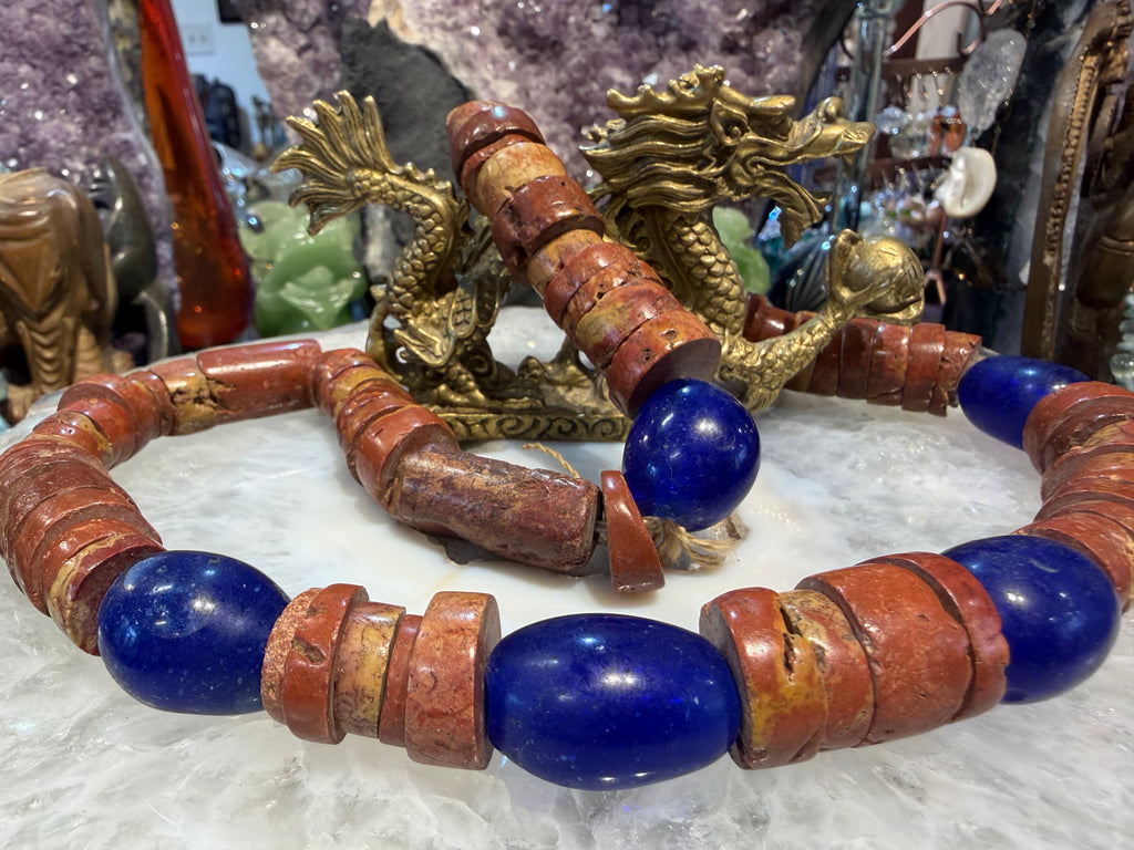Old Bauxite & cobalt glass beads