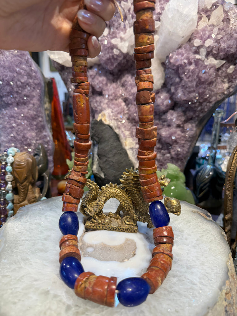 Old Bauxite & cobalt glass beads