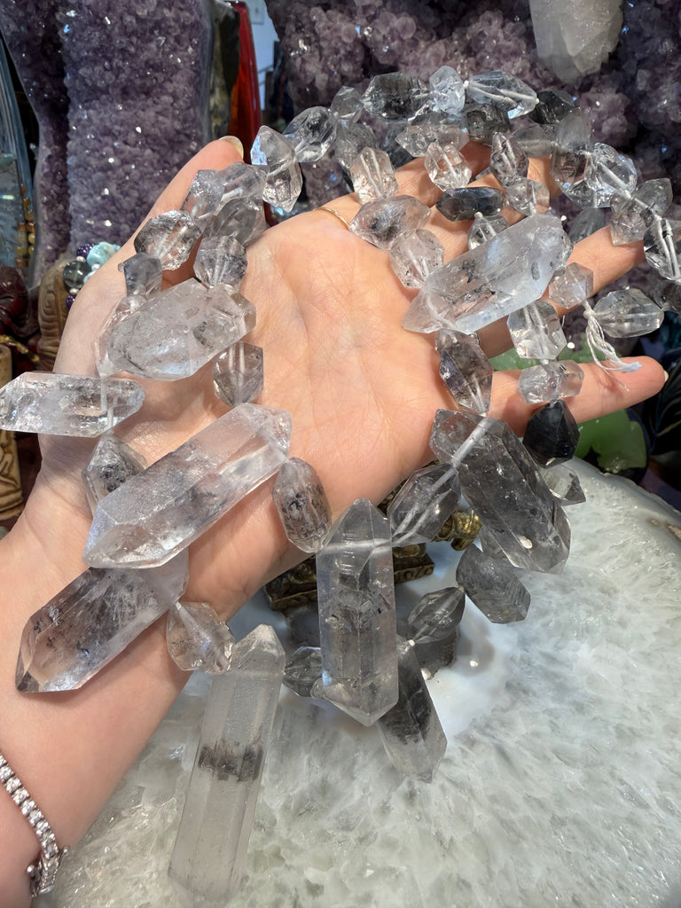 Stunning Tibetan double terminated quartz pendant gemstones beads
