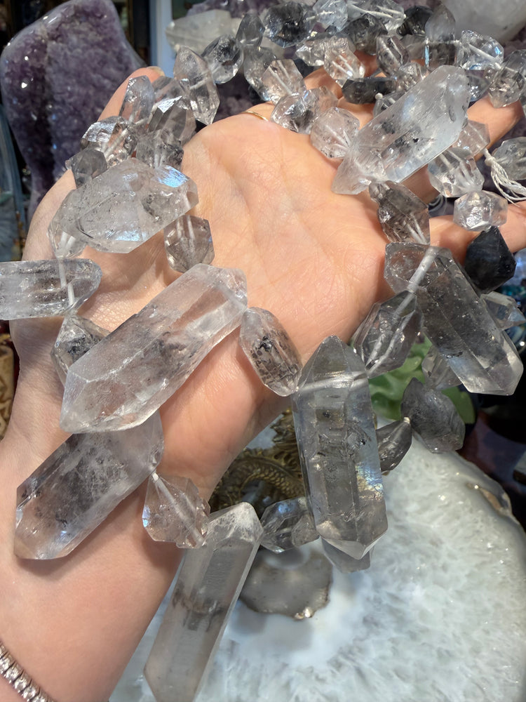 Magnifiques perles de pendentif en quartz tibétain biterminé