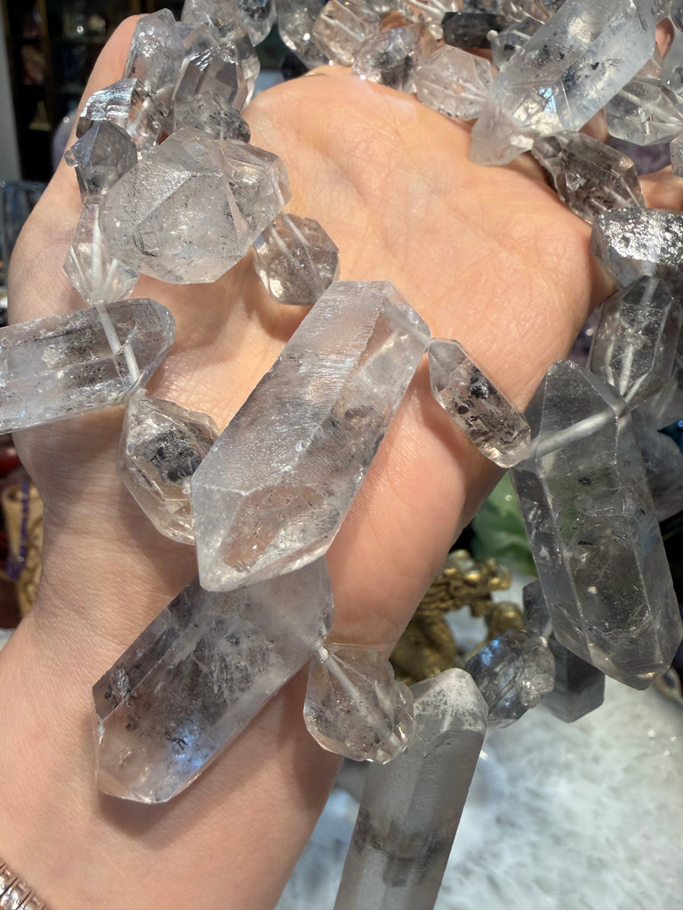 Stunning Tibetan double terminated quartz pendant gemstones beads