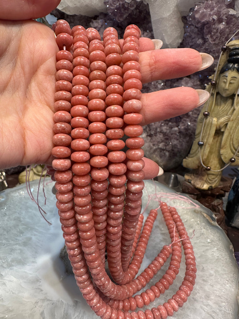 Thulite 8mm smooth rondelle gemstone