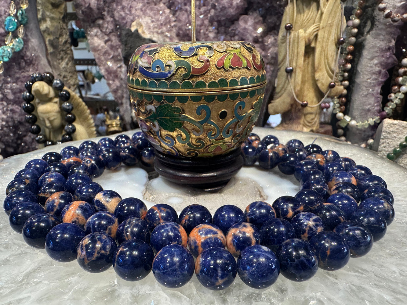 Deep Blue orange sodalite 12mm gemstone