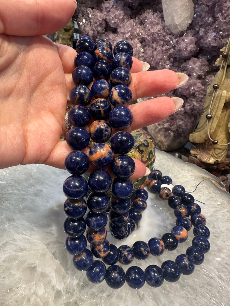 Deep Blue orange sodalite 12mm gemstone