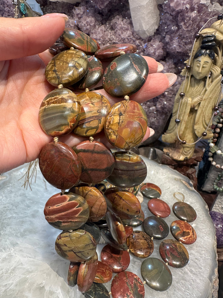 Cherry creek jasper coin 25mm gemstone