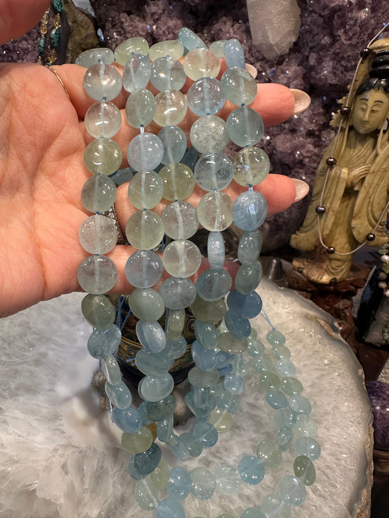 Aquamarine coin 12mm gemstone