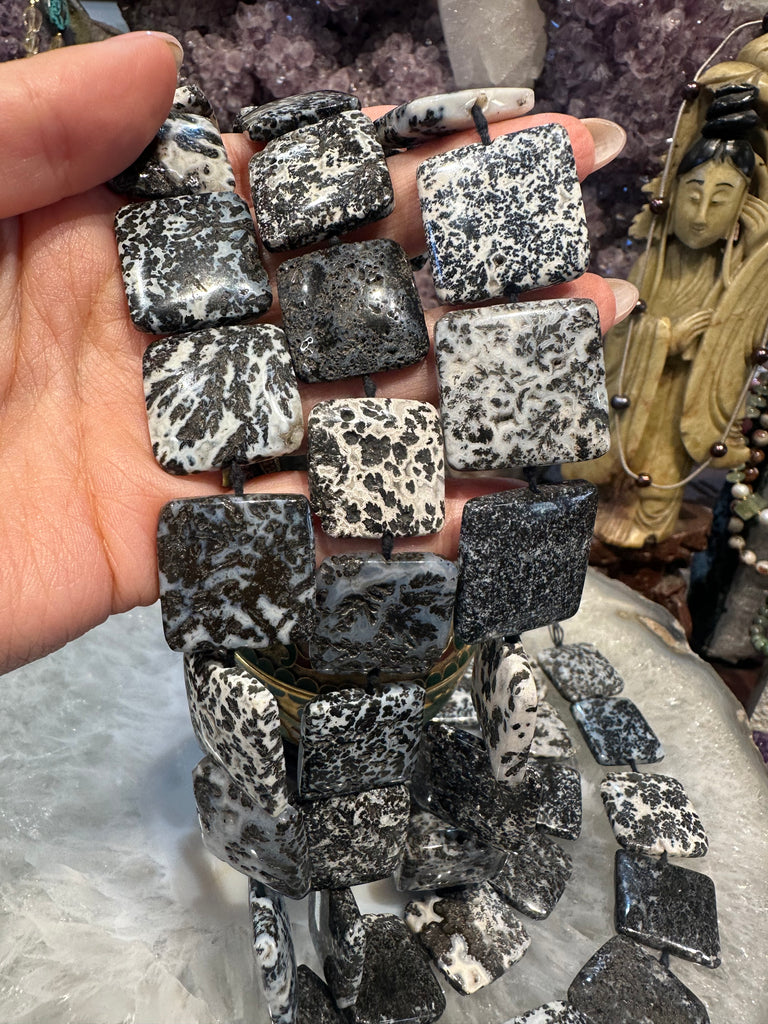 Plume agate square 25mm gemstone