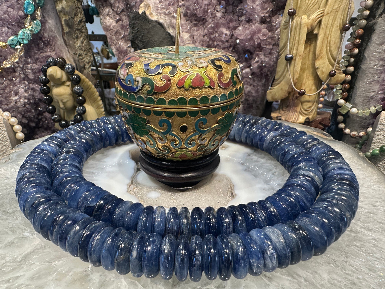 Superb kyanite 16mm smooth rondelle gemstone