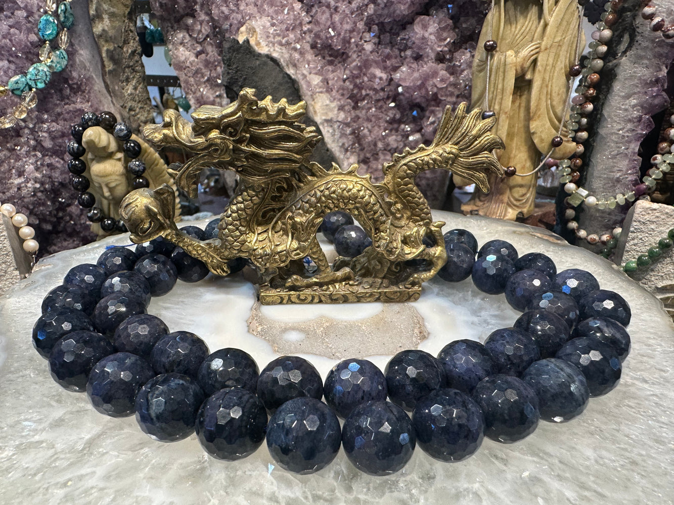 Dumortierite 16mm faceted gemstones