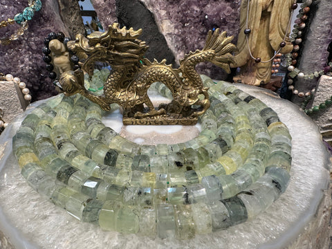 Prehnite large faceted step cut 12-14mm gemstones beads