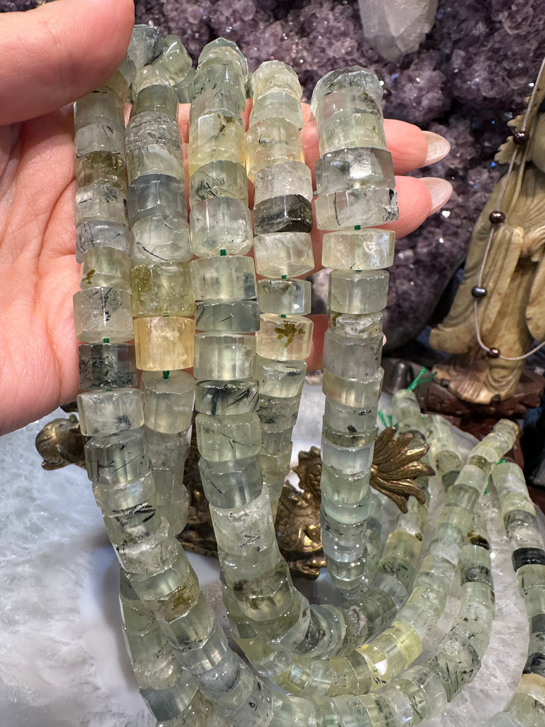 Prehnite faceted step cut 12-14mm gemstones