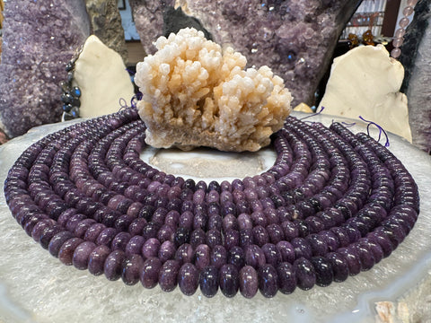 Superb Sugilite smooth rondelle 8mm gemstone beads