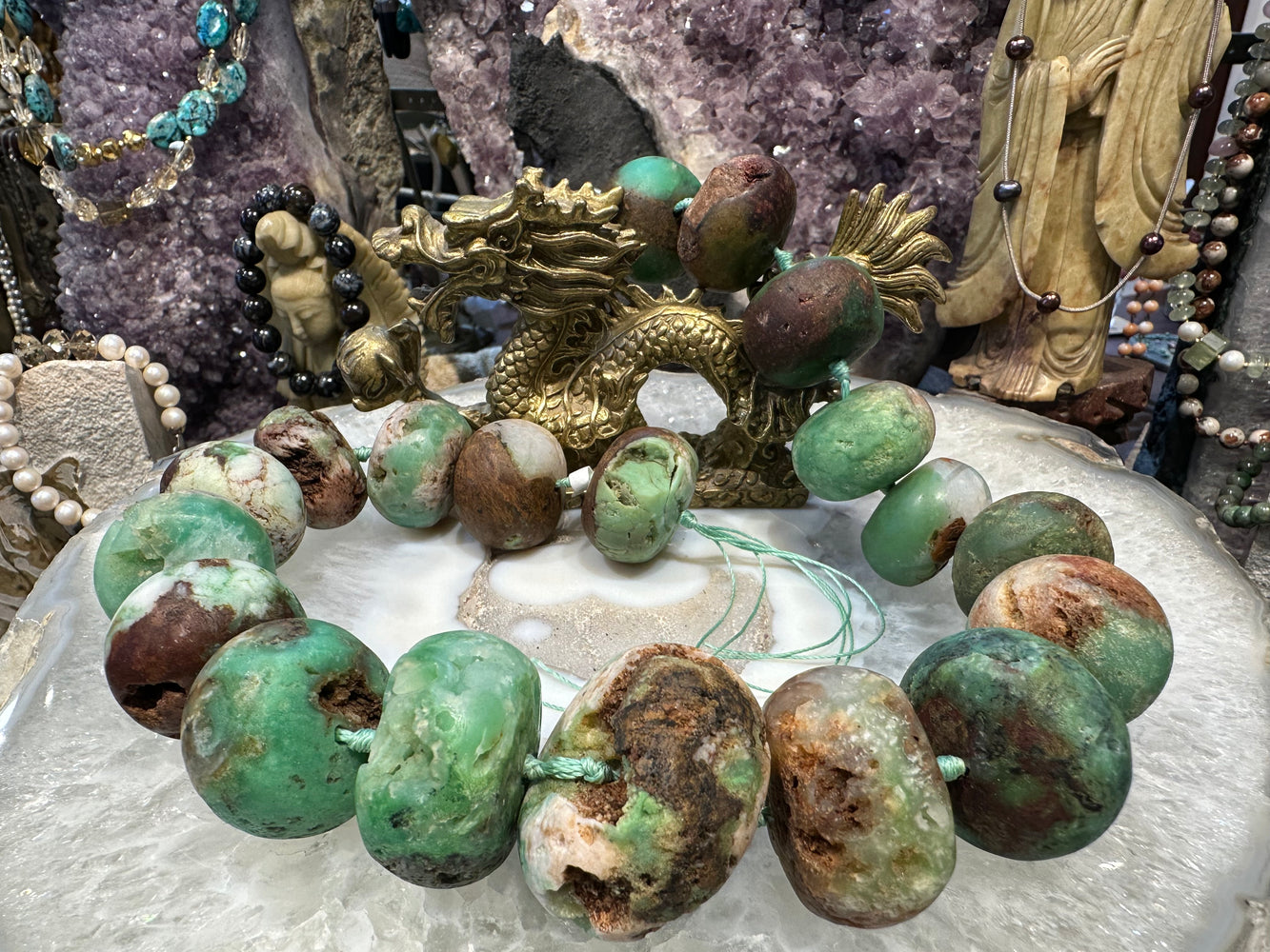 Huge Chrysoprase rough 28-36mm gemstone