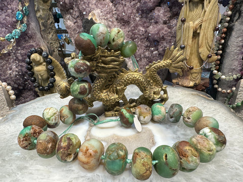 Chrysoprase rough matte 18-20mm rondelle gemstone beads