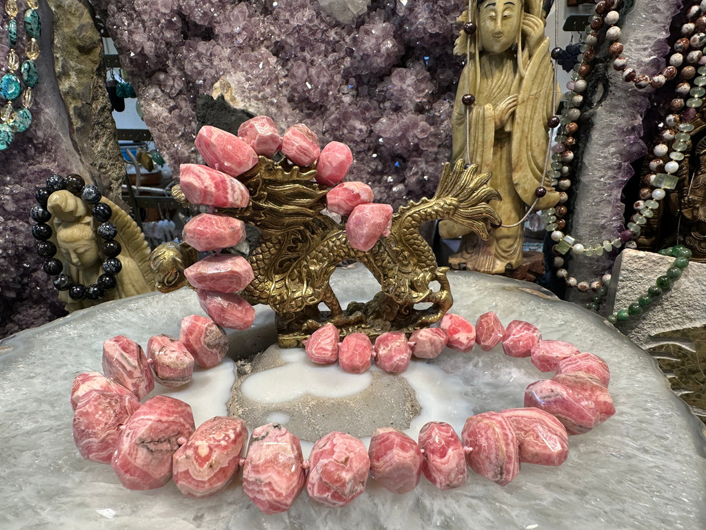 Rare Rhodochrosite faceted cut 15-26mm gemstone beads